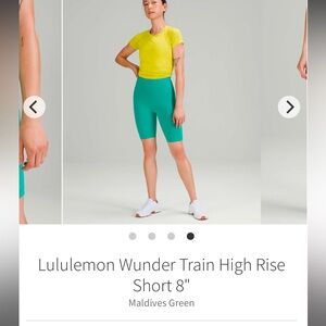 lululemon athletica Wunder Train High Rise Shorts 8”- Green